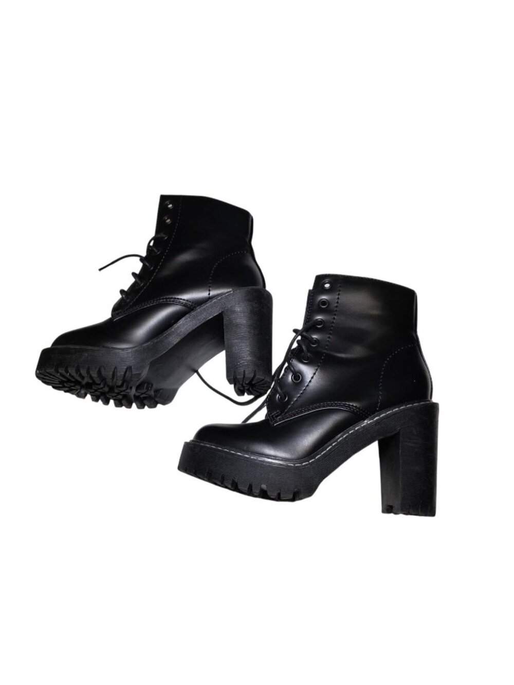 Madden Girl Chunky Heel Lace-Up Lug Sole Boots (SKU#2114)